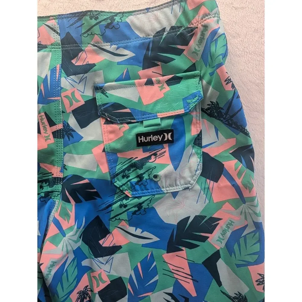 Hurley Youth Boys Board Shorts Swim Trunks Size 12/26 Tropical FIJI Beach Print